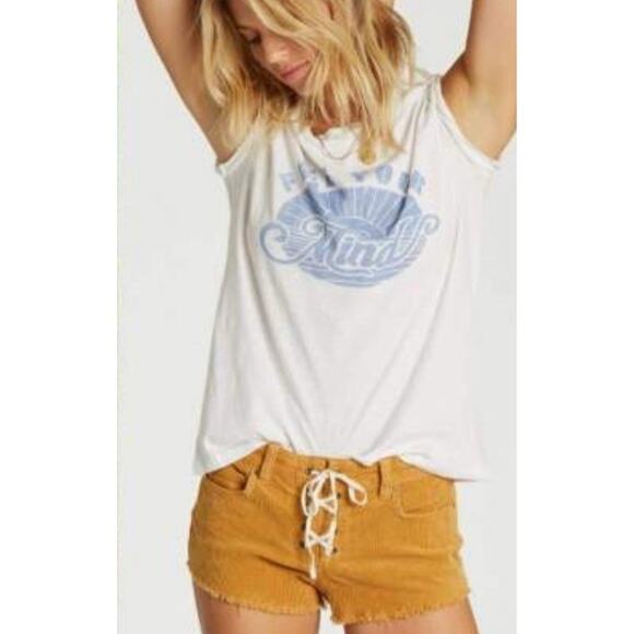 Billabong Corduroy Cutoff Shorts Sz 28 Lite Hearted Lace Up Pockets Stretch Gold - Picture 2 of 10